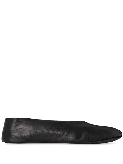 The Row Stella Leather Mules In Black