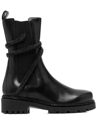 René Caovilla "biker Cleo Combat" Boot In Black
