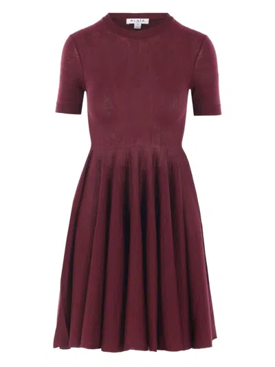 Alaïa Alaia Women Skater Virgin Wool Dress In Burgundy