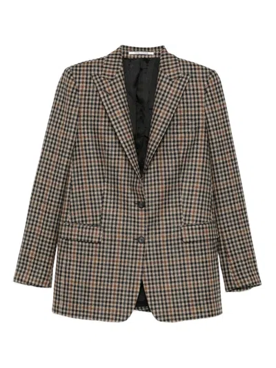 Tagliatore Checked Pattern Wool Jacket Front Pockets In Black