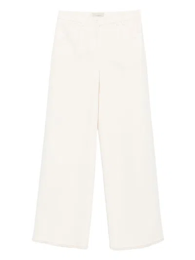 Via Masini 80 Cotton Wide-leg Trousers In White