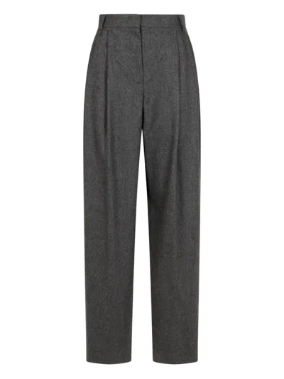 Emporio Armani Trousers Checked Wool Pleated Front In Gray