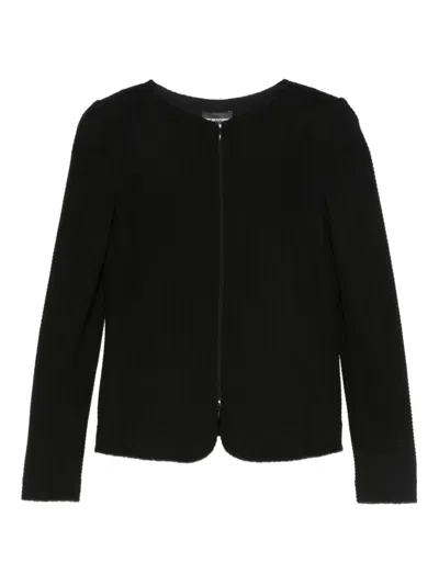 Emporio Armani Cotton Blend Blazer Jacket In Black