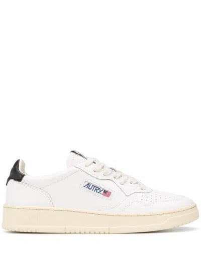 Autry Low-top White Leather Sneakers With Breathable Perforations In White