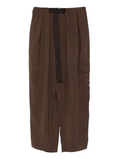 Alysi Pleated Detail Track Pants In Brown