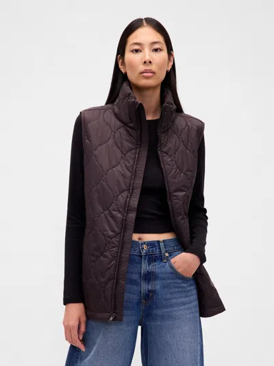 Gap Recycled Lightweight Quilted Puffer Vest In Brown