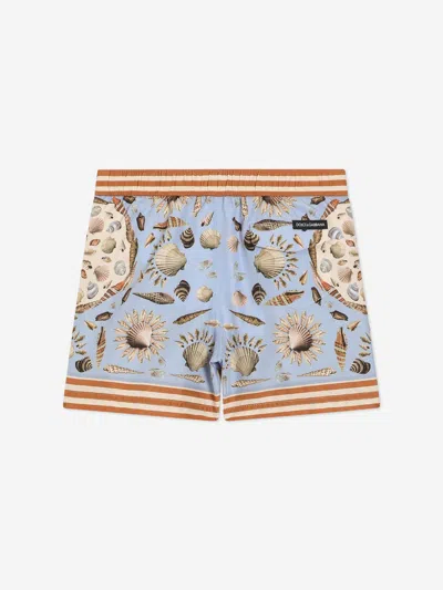 Dolce & Gabbana Shell-print Swim Shorts In Gray