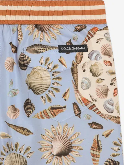 Dolce & Gabbana Shell-print Swim Shorts In Gray