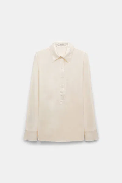 Dorothee Schumacher Popover Blouse In Silk Satin In White