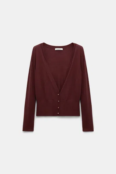 Dorothee Schumacher Virgin Merino-silk V-neck Cardigan In Brown