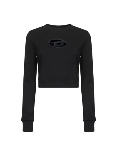 Diesel Jumper With Embroidered Cut-out Logo In Black