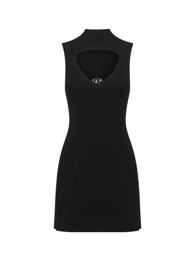 Diesel Mini Wool Dress With Inlay In Black