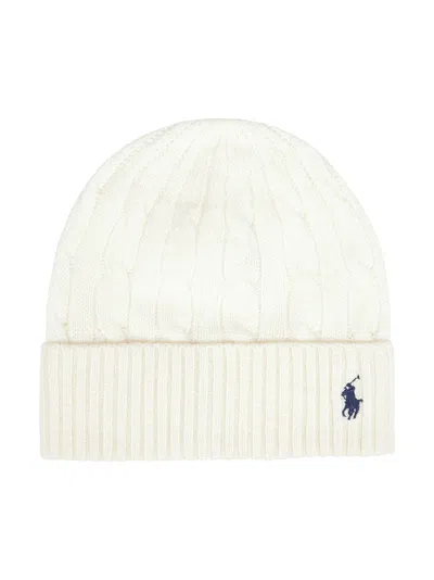 Polo Ralph Lauren Womens Cream Cable Knitted Wool And Cashmere Beanie In White