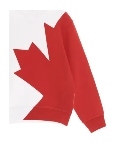 Dsquared2 Kids Maple Leaf Printed Sweatshirt In White