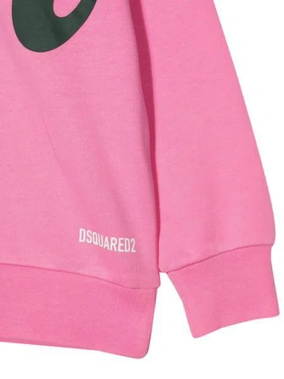 Dsquared2 Kids Allover Writing Printed Crewneck Sweatshirt In Pink