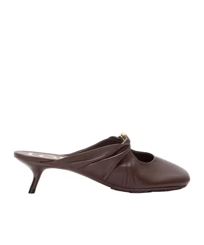 Loewe Pebble Mules In Soft Nappa Lambskin In Brown