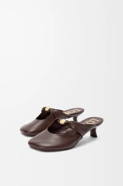 Loewe Pebble Mules In Soft Nappa Lambskin In Brown