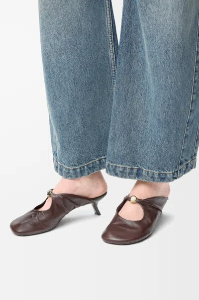 Loewe Pebble Mules In Soft Nappa Lambskin In Brown