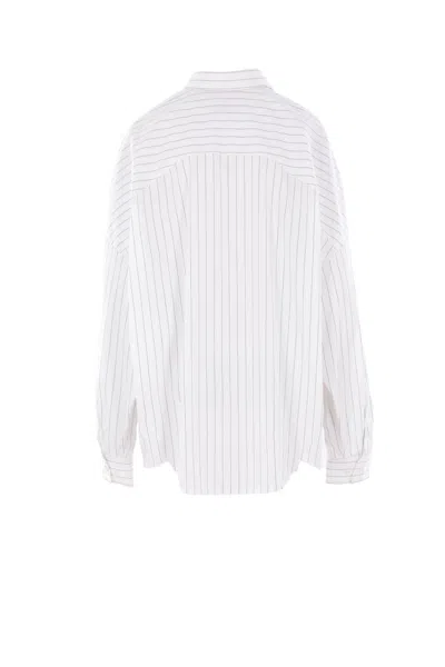 Dries Van Noten Pinstripe Button-down Shirt In Soft Viscose-cotton Blend In White