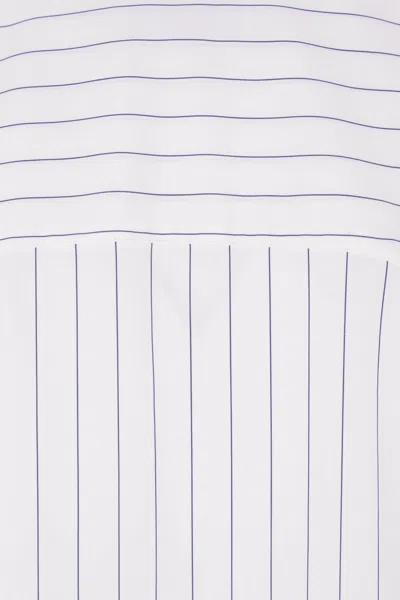 Dries Van Noten Pinstripe Button-down Shirt In Soft Viscose-cotton Blend In White