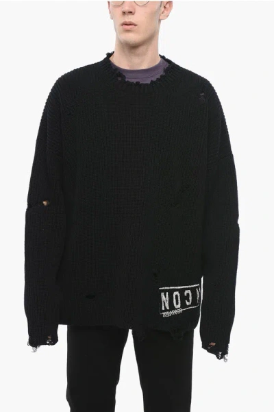 Dsquared2 Distressed Effect Icon Crewneck Sweater In Black