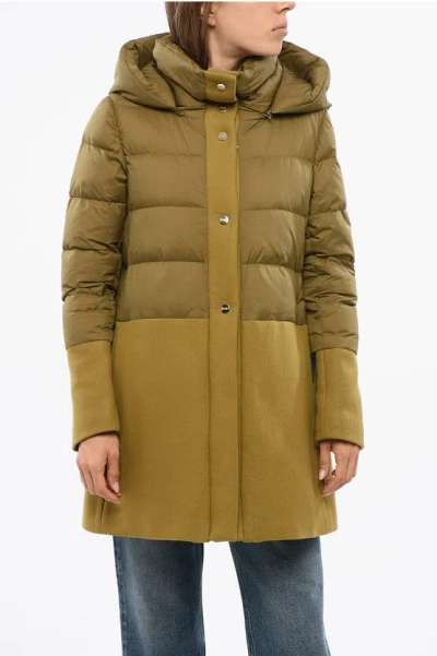 Herno Hybrid Down Jacket With Wool Blend Details In Green