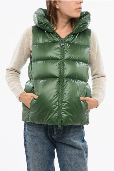 Herno Globe Hooded Sleeveless Down Jacket In Green