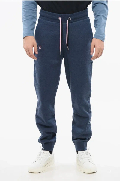 Eden Park Fleeced-cotton Excellentissime Joggers With Drawstring Waist In Blue