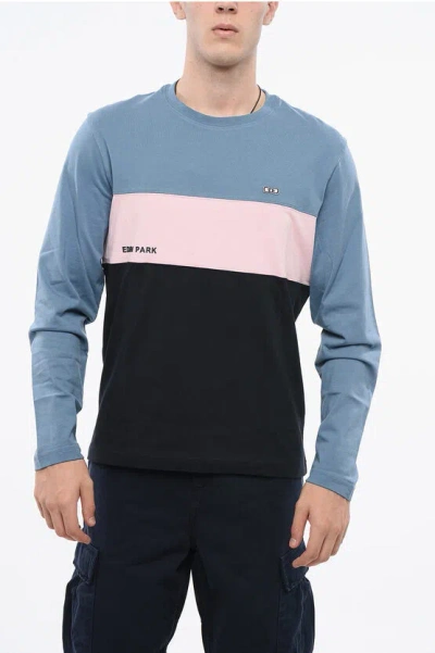 Eden Park Long Sleeve Color Block Twickers Crew-neck T-shirt In Multi