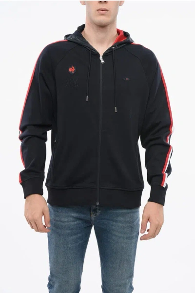 Eden Park Cotton Ambare Sweatshirt With Zip Closure And Hood In Black