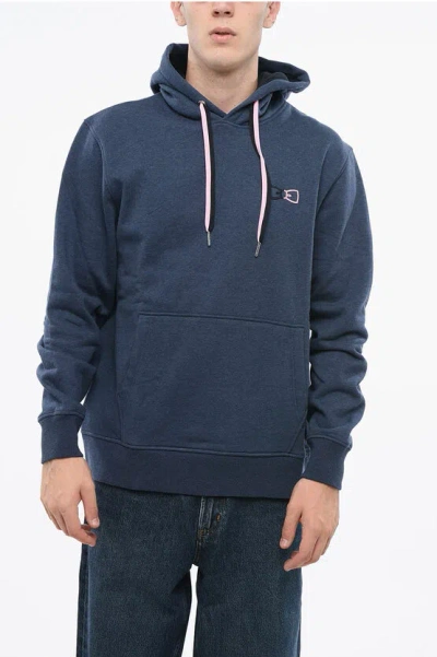 Eden Park Cotton Hoodie With Contrasting Monogram In Blue