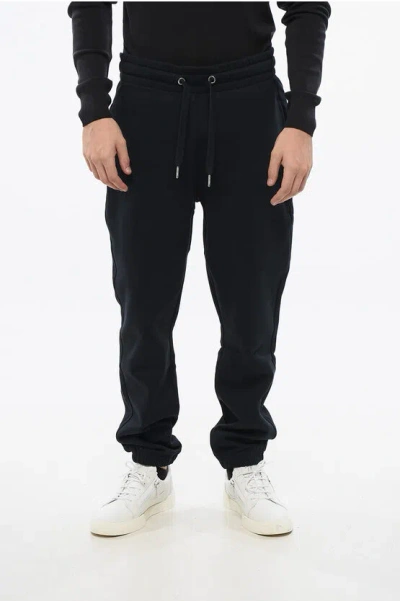 Eden Park Fleeced-cotton Joggers With Monogram In Black