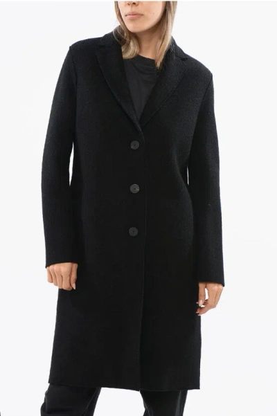 Harris Wharf Virgin Wool Boiled Coat With 3 Buttons In Black