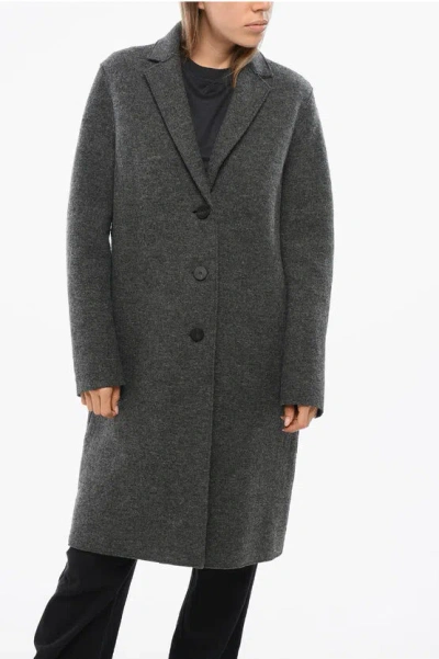 Harris Wharf Virgin Wool Boiled Coat With 3 Buttons In Gray