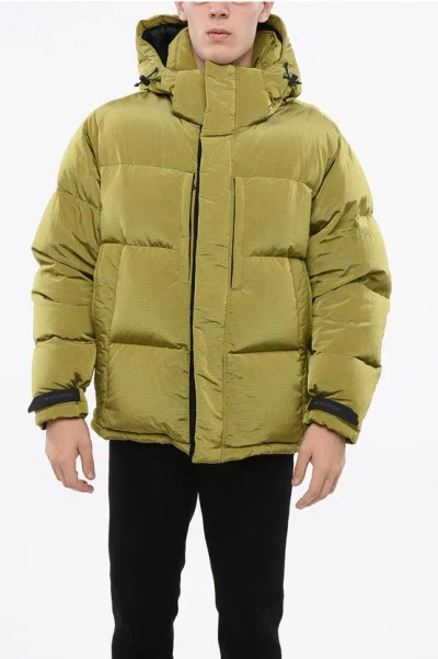 Woolrich Checked Down Jacket With Hidden Closure In Green