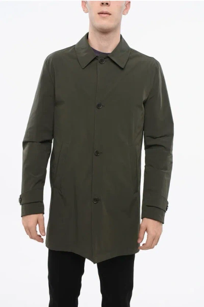 Corneliani Cc Colelction Solid Color Rain Coat Jacket With Buttons In Green
