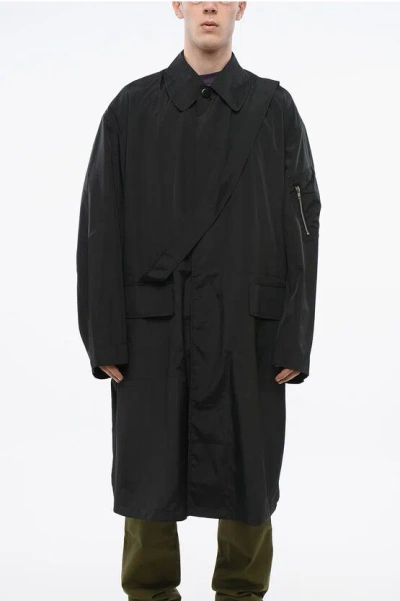 Random Identities Solid Color Coat With Flap Pockets In Black