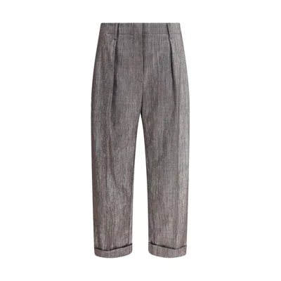 Brunello Cucinelli Women Lurex Effect Pants In Gray