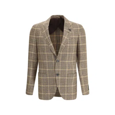 Lardini Checked Two-button Blazer In Brown