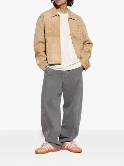 Amiri Distressed Printed Jacket In Brown