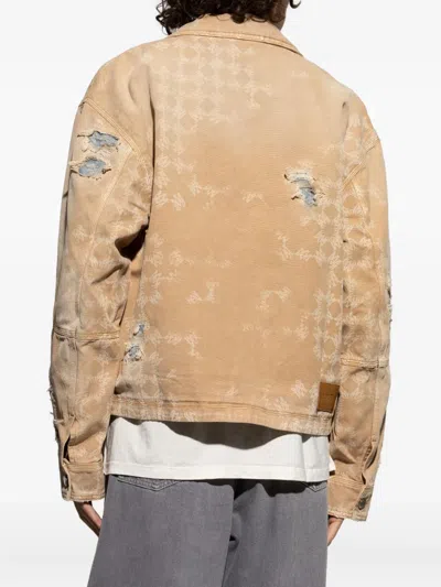 Amiri Distressed Printed Jacket In Brown