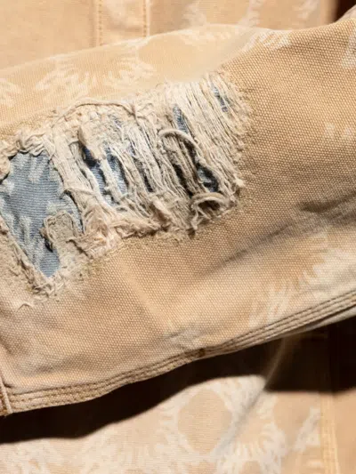 Amiri Distressed Printed Jacket In Brown