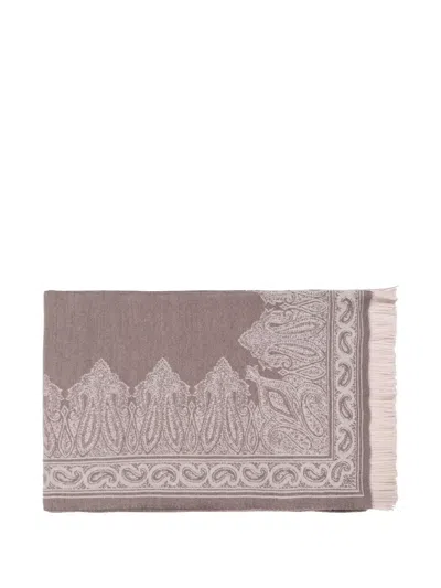 佩斯理图案流苏边毯子