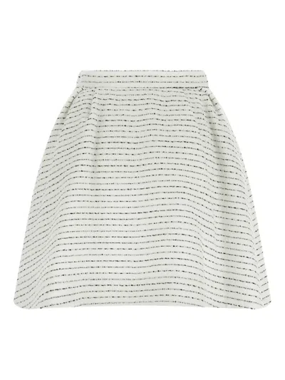 Alessandra Rich Tweed Skirt With A-line Silhouette And High Waist In White
