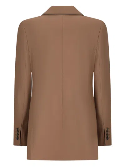 Max Mara Double-breasted Blazer Notch Lapel In Brown