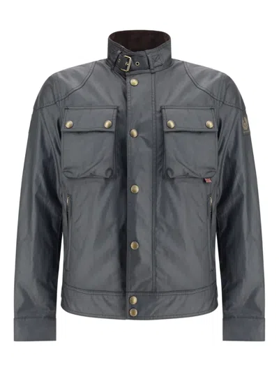 Belstaff Racemaster Waxed Cotton Blend Jacket In Navy