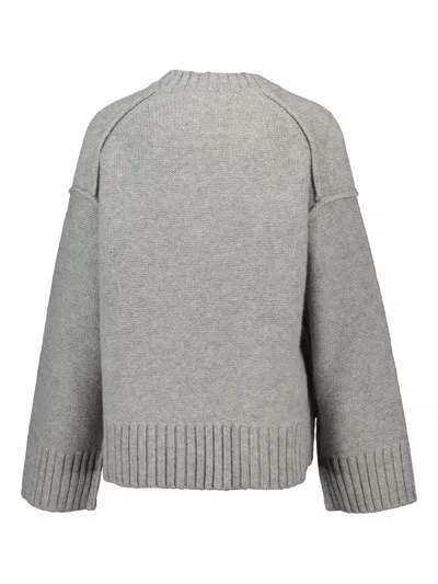 Samsoe & Samsoe Logo-intarsia Wool Sweater In Gray