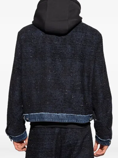 Dsquared2 Chain-trimmed Tweed Jacket In Blue