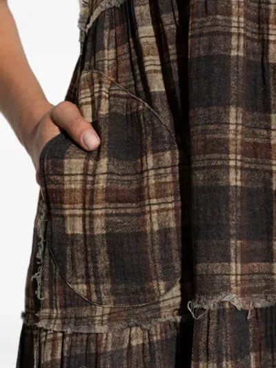 分层式格纹连衣裙