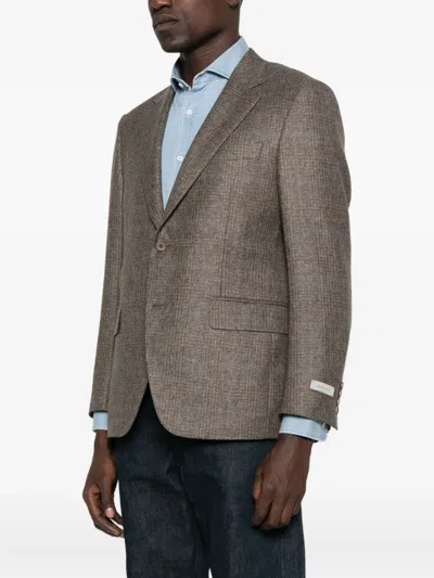 Canali Textured Two-button Jacket In Brown